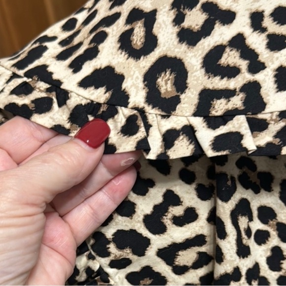 Leopard Print Dress Peter Pan collar lightweight puff sleeves size Large H & M - Picture 6 of 12